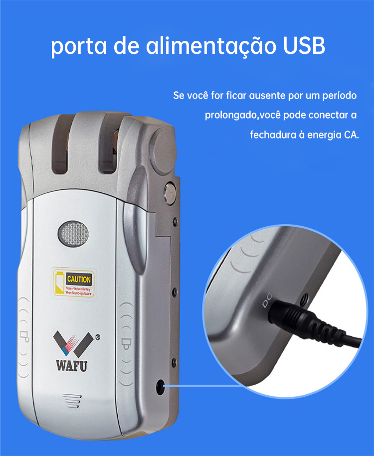 Porta USB para alimentação de emergência da fechadura