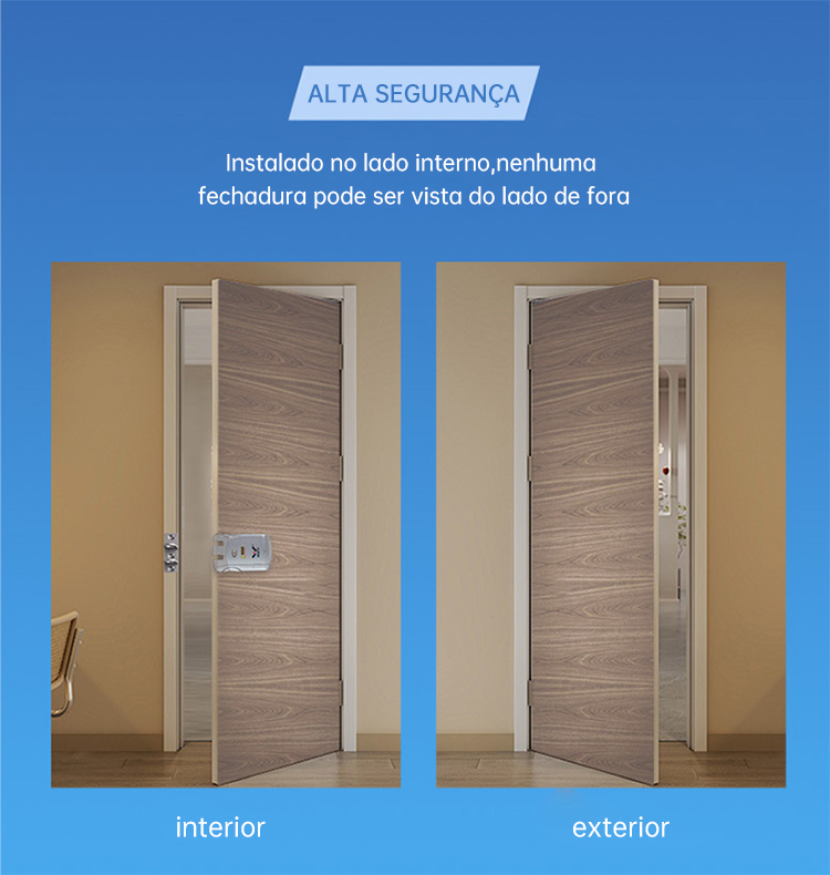 Comparação de instalação interior vs exterior de fechadura de alta segurança