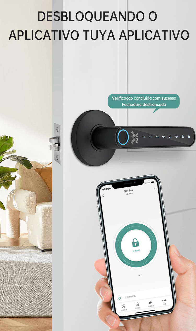 Interface de desbloqueio com um toque via App Tuya da WF-016