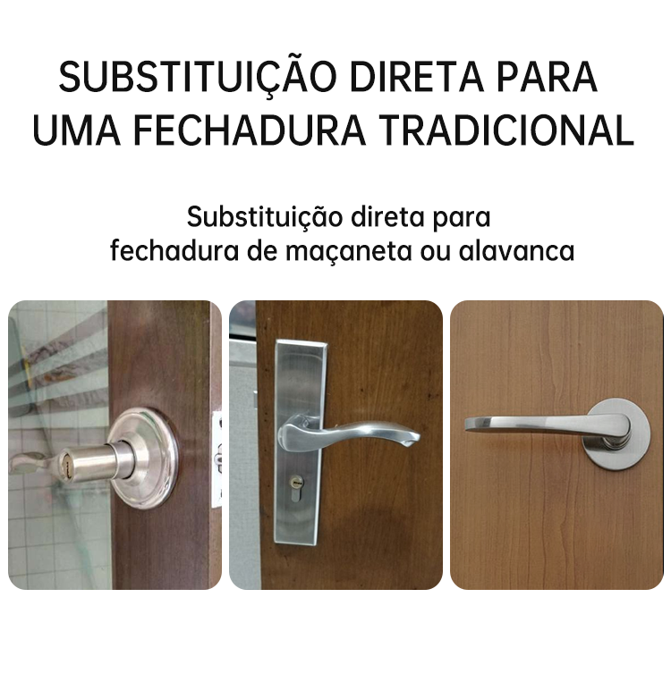 Comparação de instalação da WF-016 como substituição direta de fechaduras tradicionais