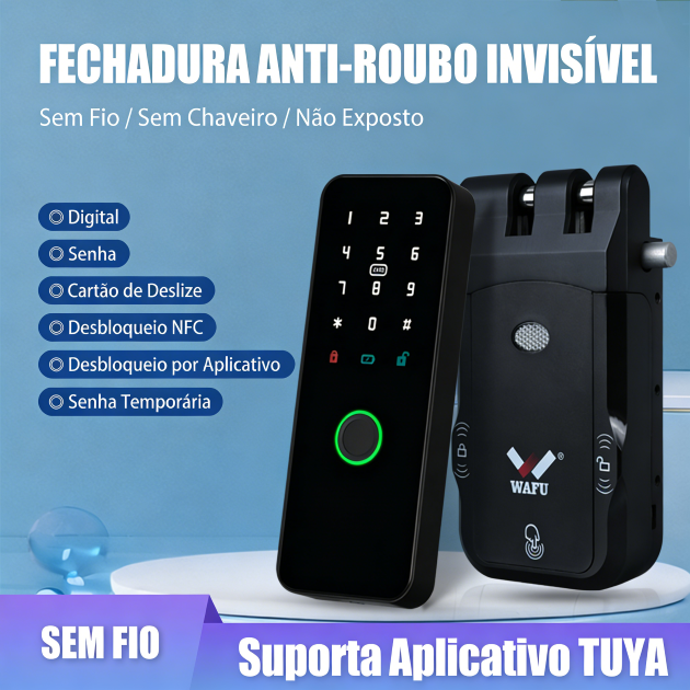 WF-026 fechadura oculta sem fios com seis métodos de desbloqueio