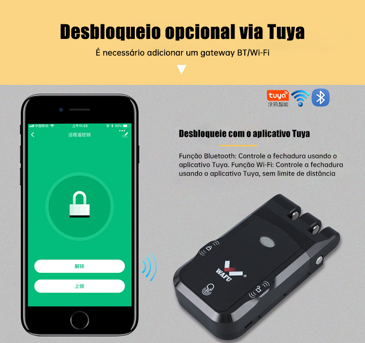 WF-026 opção de App Tuya com Bluetooth/Wi‑Fi para controlo remoto