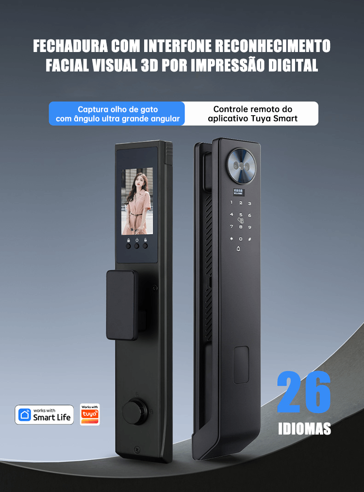 WF-MY6 fechadura inteligente com rosto 3D e intercomunicador visual