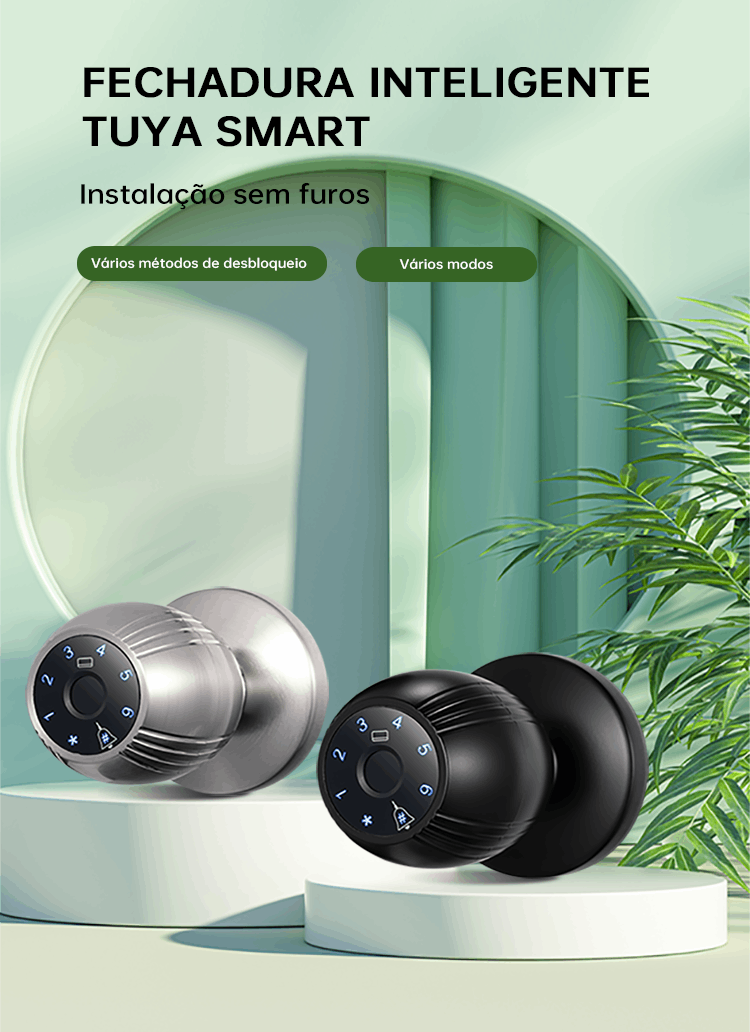 WF-Q7 fechadura Wi‑Fi de maçaneta esférica com substituição direta
