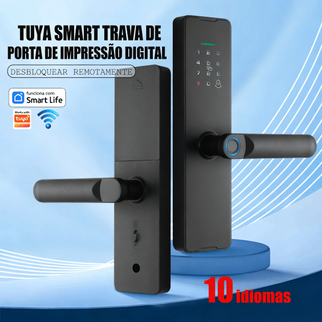 WF-X8 fechadura Tuya com impressão digital e desbloqueio remoto